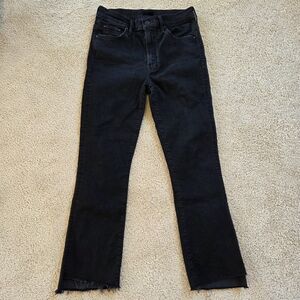 MOTHER Black Women's Jeans The Inside Crop Step Fray Size 27